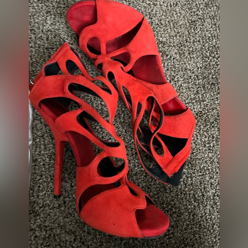 Giuseppe Orangish Red Heels